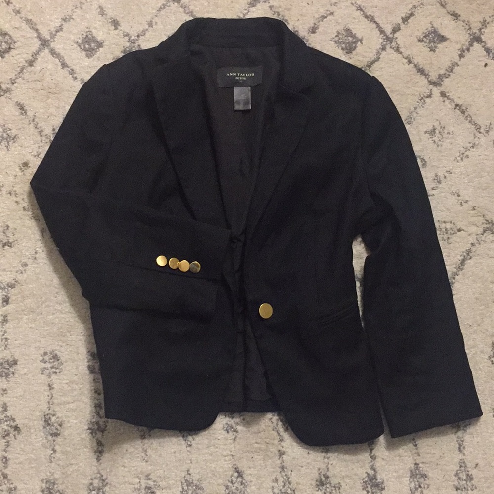 Ann Taylor petite black 3/4 sleeve blazer